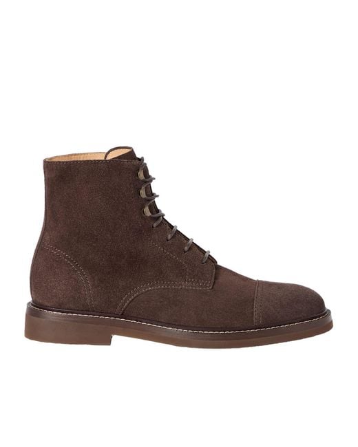Brunello Cucinelli Brown Suede Boots for men