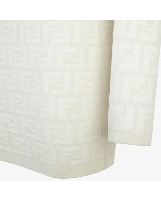 Fendi White All-Over Ff Embossed Crewneck Mini Dress