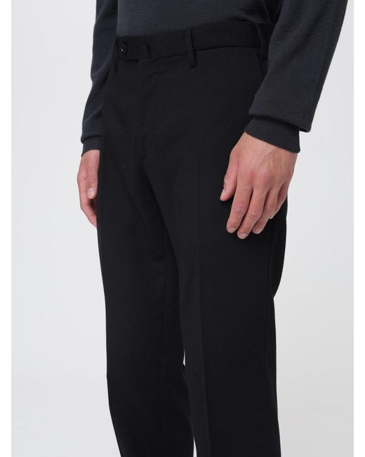Incotex Black Buttoned Wool-Blend Pants for men