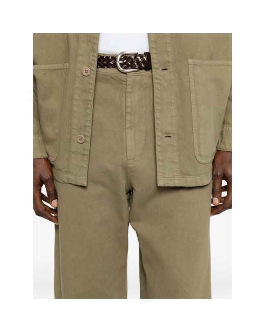 A.P.C. Green Buttoned Straight Trousers for men