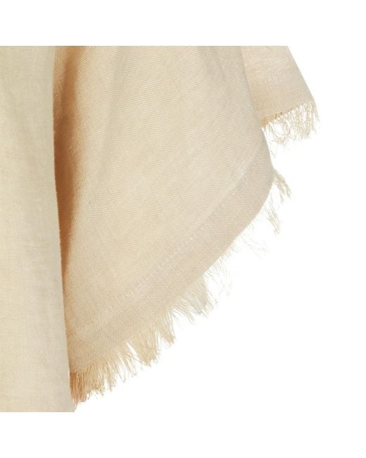 Antonelli Natural Frayed Hem Short Sleeve Top