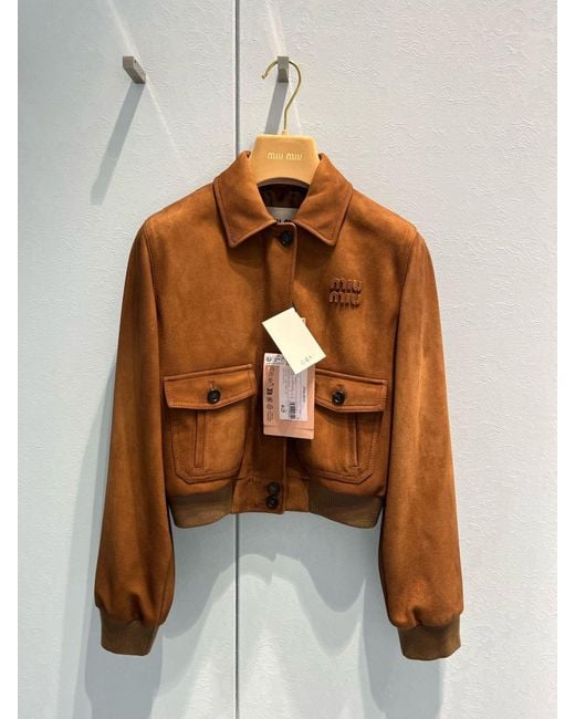 Miu Miu Brown Patch Pocket Copped Jacket
