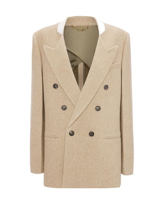 Victoria Beckham Natural Tailored Double-Breasted Blazer