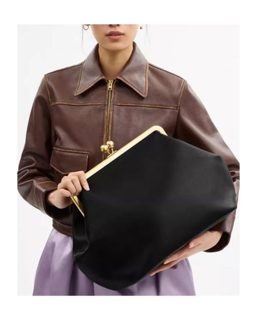 COACH Black Large Kisslock Frame Bag