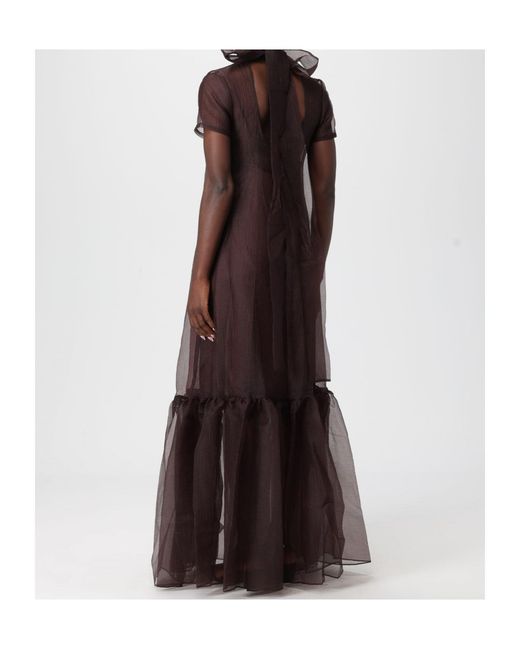 Staud Brown Semi-Sheer Dress