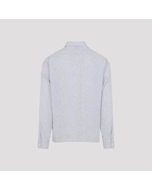 Prada White Zip-Up Striped Shirt for men