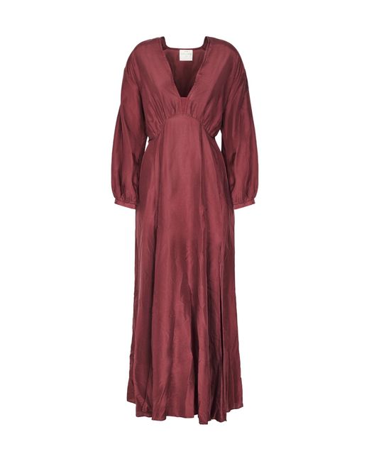 Forte_forte Red V-Neck Silk Maxi Dress