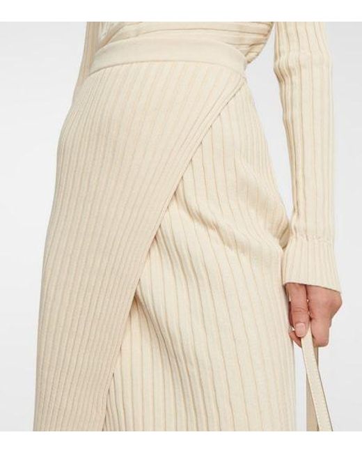 Stella McCartney Natural Ribbed-Knit Midi Skirt
