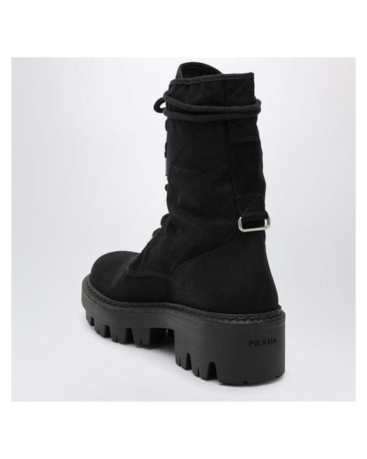 Prada Black High-Top Lace-Up Boots