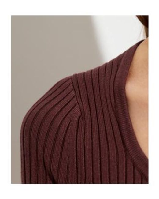 AllSaints Purple Square Neck Rib Knit Top