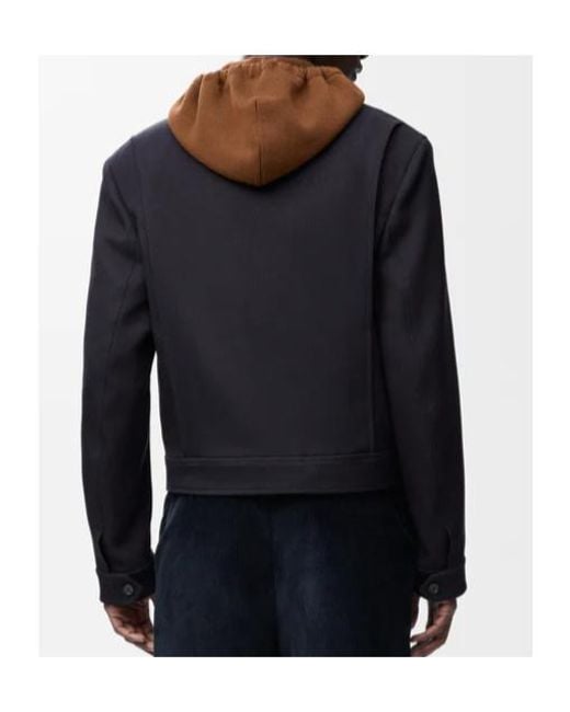 Loewe Blue Wool Collared Zip-Up Jacket for men