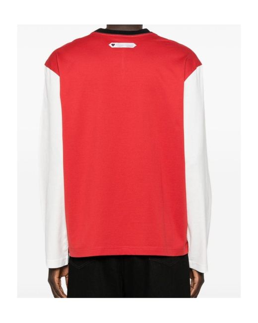 Lanvin Red Long-Sleeved Cotton T-Shirt With Heart-Shaped Logo for men