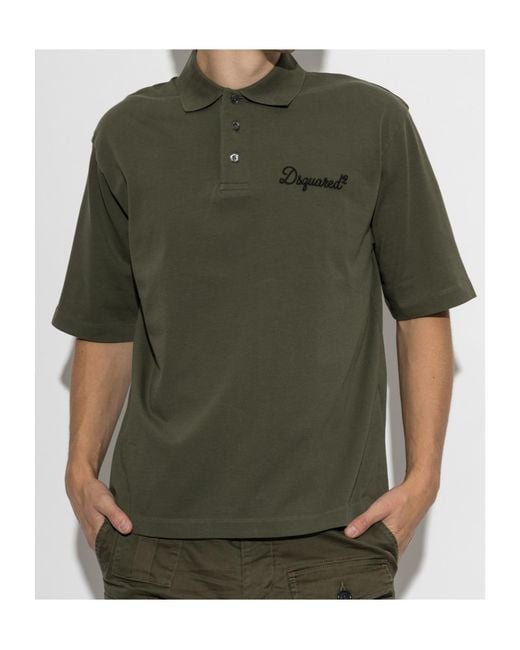 DSquared² Green Collared Short-Sleeved Polo Shirt for men