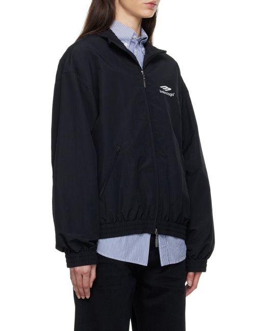 Balenciaga Black Embroidered-Logo Sports Jacket