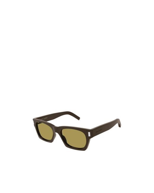 Saint Laurent Green Eyewear Rectangular Frame Sunglasses for men