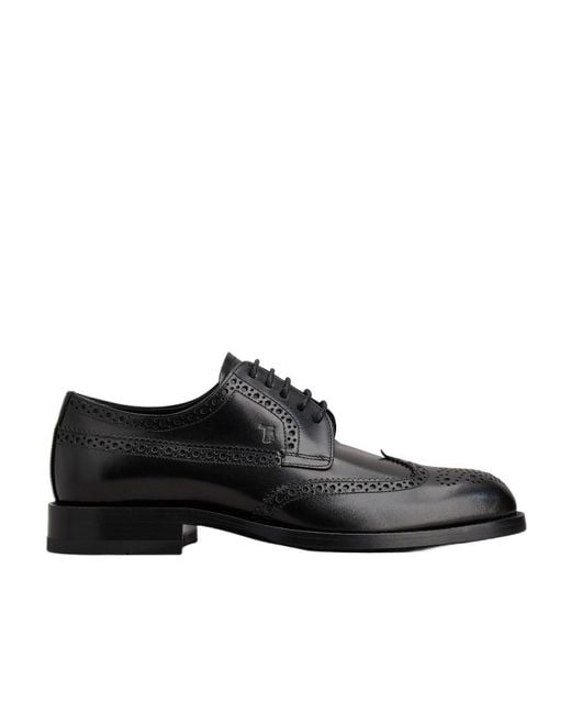 Tod's Black Round Toe Lace-Up Brogues for men