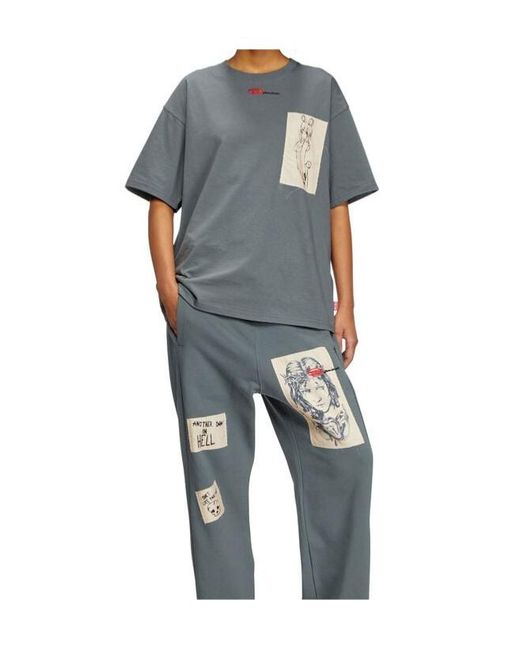 DIESEL Gray X Damiano David T-Boxt T-Shirt for men