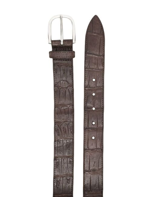 Orciani Brown Textured Buckle Belt for men