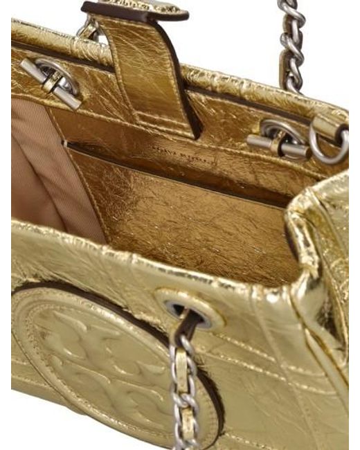 Tory Burch Natural Mini Fleming Logo Shoulder Bag