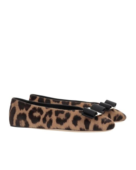 Ferragamo Brown Vara Bow Ballerinas