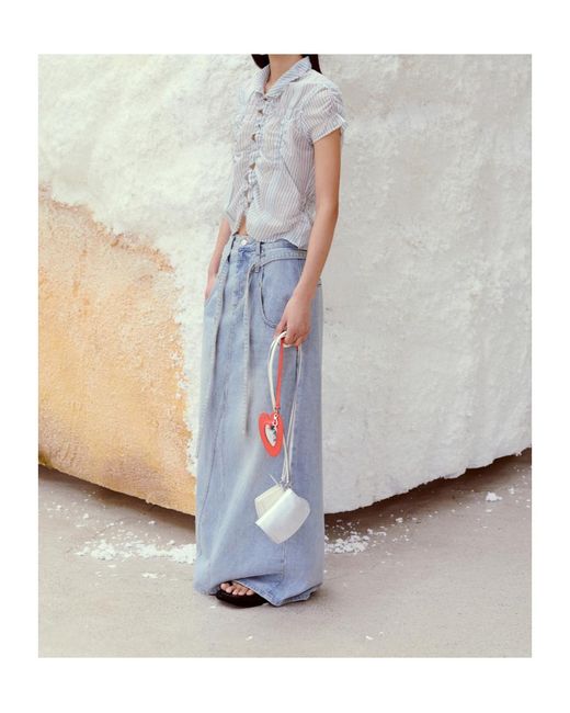 Low Classic Gray Ruffled Striped Shirt