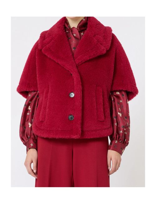 Max Mara Red Short-Sleeved Button-Up Coat