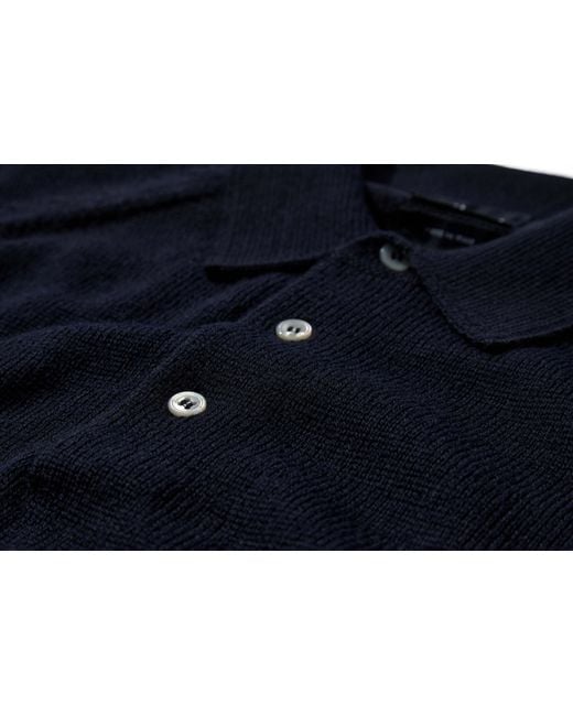 Drake's Blue Knitted Raglan-Sleeve Polo Shirt for men