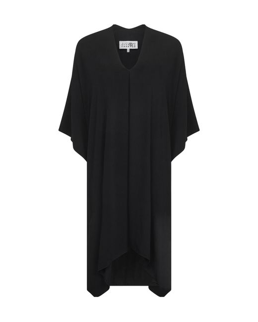 MM6 by Maison Margiela Black Asymmetric Hem Midi Dress