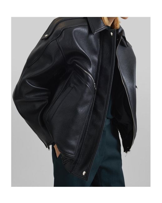 Frankie Shop Black Hudson Faux Leather Bomber Jacket
