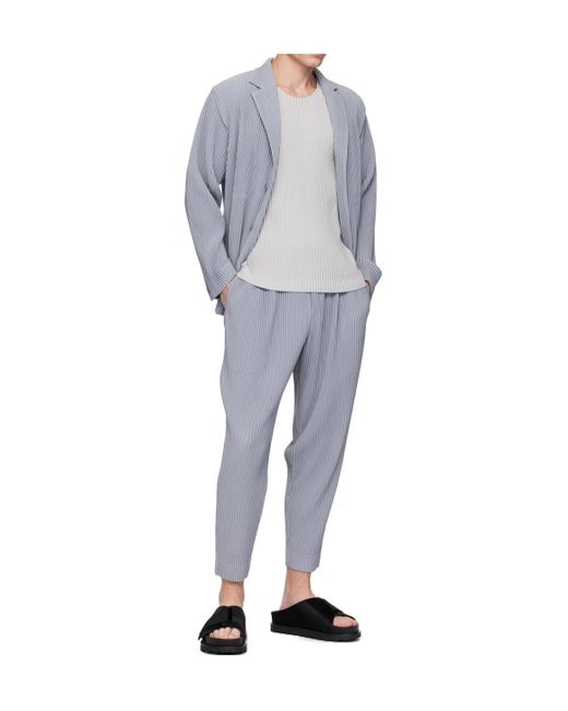 Homme Plissé Issey Miyake Gray Pleated Tailored Blazer for men