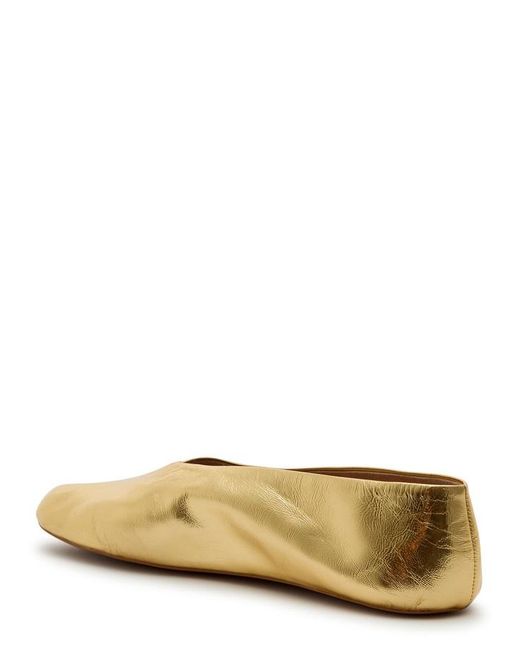 The Row Natural Stella Metallic Leather Ballet Flats