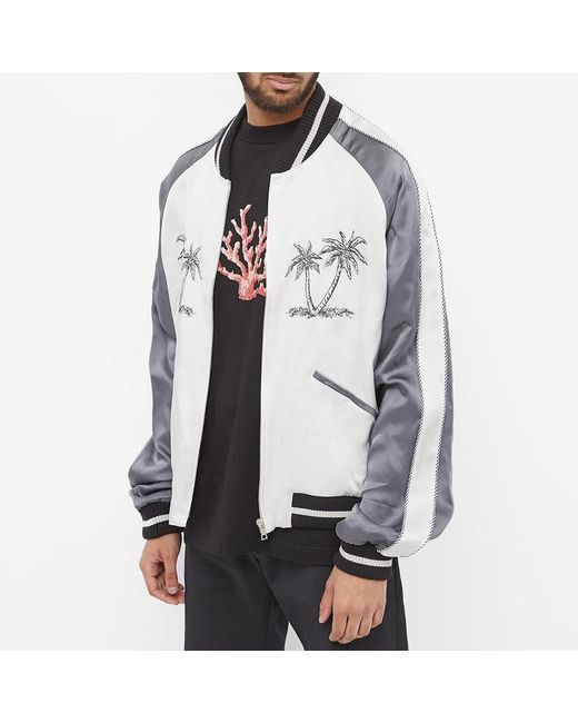 Palm Angels Gray Palm Tree Embroidered Jacket for men