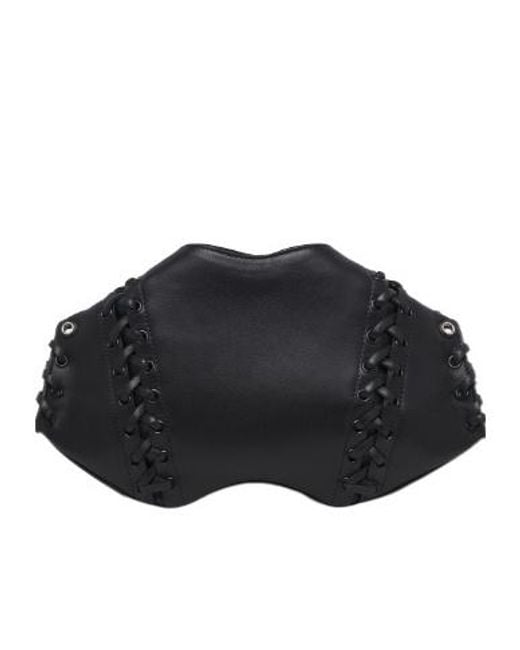 McQueen Black Manta Lace-Up Detailed Clutch Bag