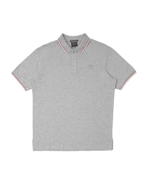 Paul & Shark Gray Tipped Short-Sleeve Polo Shirt for men