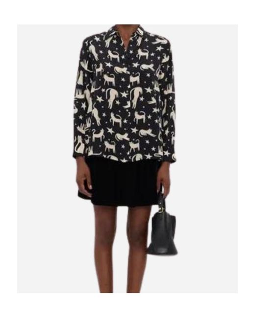Weekend by Maxmara Black Tabella All-Over Patterened Blouse