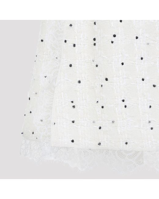 Giambattista Valli White Polka-Dot Lace-Trim Mini Skirt