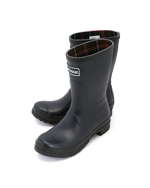 Barbour Black Round-Toed Tall Rain Boots