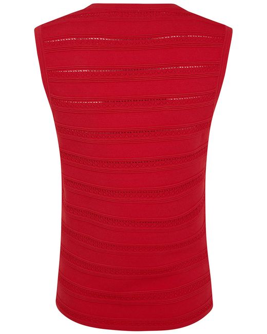 Blugirl Blumarine Red Pointelle-Knit Sleeveless Top