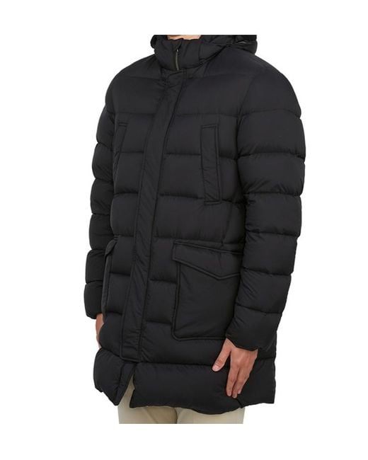 Herno Blue Quilted Hooded Puffer Coat for men