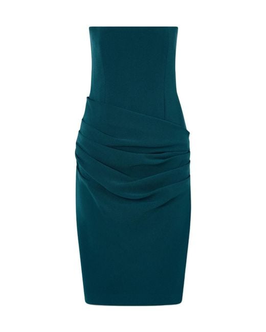 Alex Perry Green Strapless Draped Midi Dress