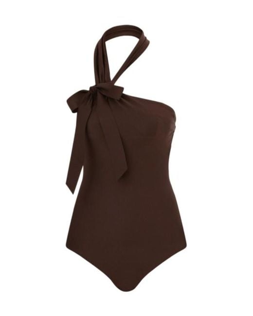 Zimmermann Brown Awaken Tie Neck 1Pc Bathing Suit