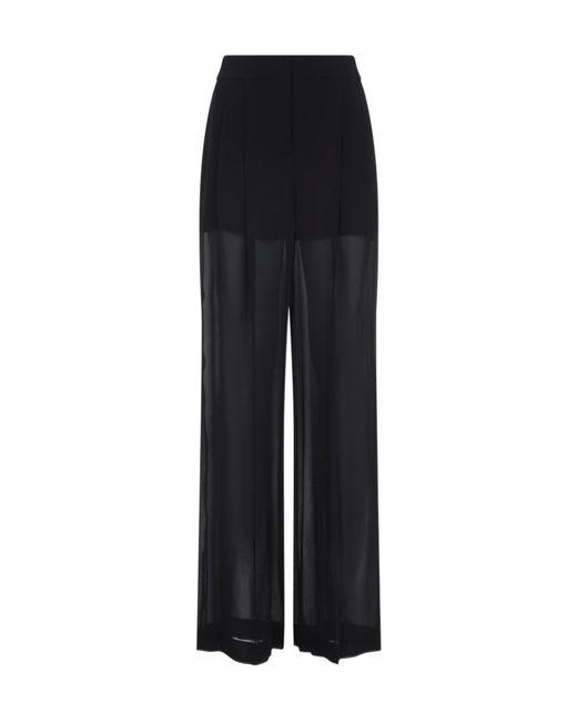 Alberta Ferretti Black Semi-Sheer Georgette Pants