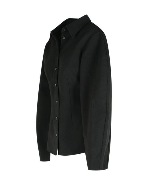 ROTATE BIRGER CHRISTENSEN Black Balloon-Sleeve Shirt