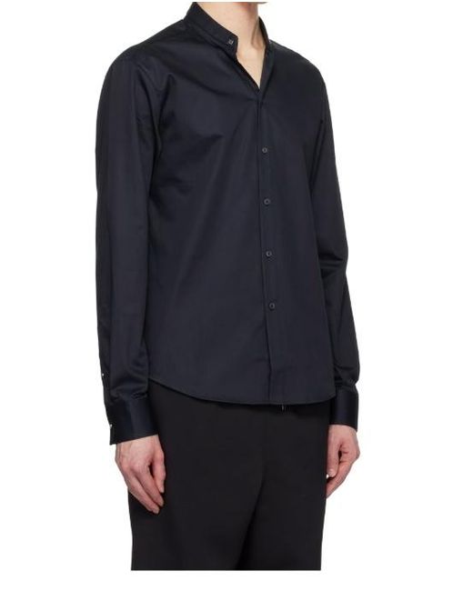 Wooyoungmi Blue Stand Collar Long Sleeve Shirt for men