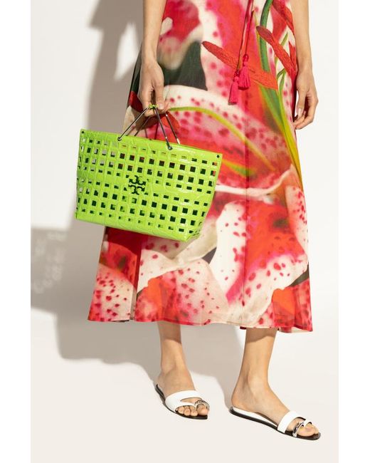 Tory Burch Green Ella Tote Bag