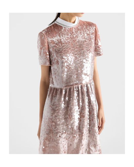Prada Pink Sequined Velvet Mini-Dress