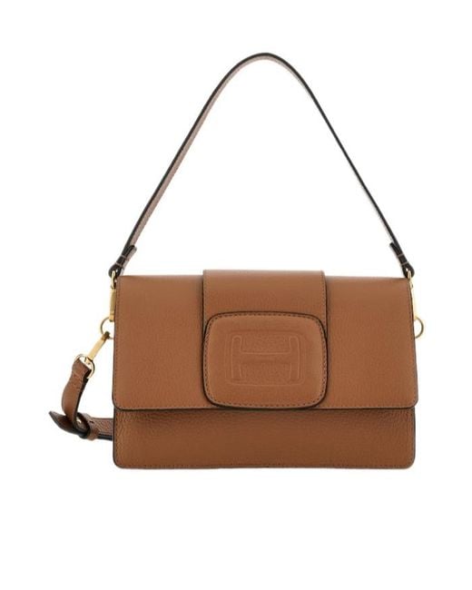 Hogan Brown H-Bag Foldover-Top Shoulder Bag