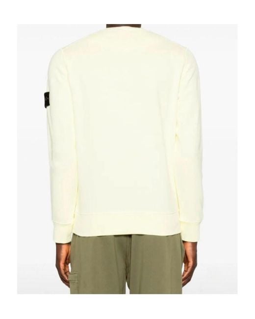 Stone Island Yellow Logo Patch Crewneck Sweatshirt for men