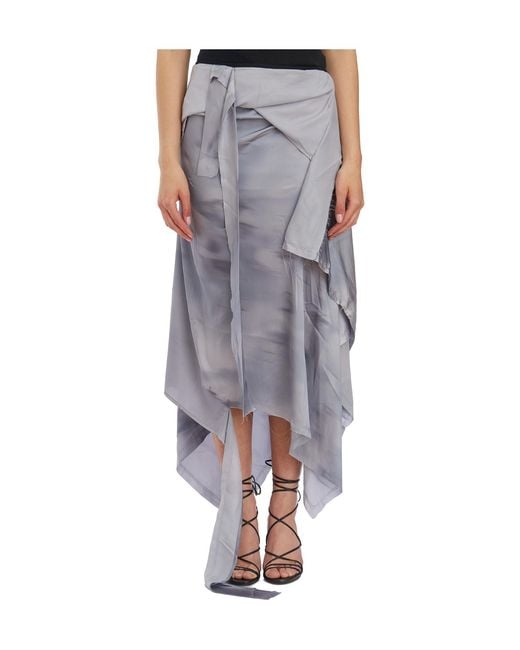 OTTOLINGER Gray Distressed Midi Skirt