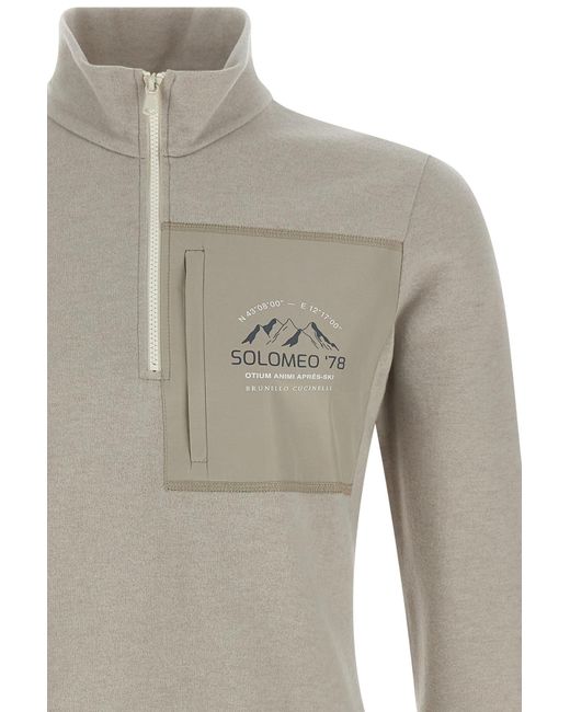 Brunello Cucinelli Gray Half-Zip Sweater